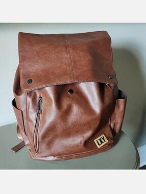 Vegan Leather Travel Tech Nerd Backpack LXY Brand USB Connector Charging Port